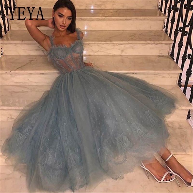 YEYA Summer Sheer Mesh Lace Spaghetti Strap Sexy Loose Maxi Dress Women Sleeveless Hollow Out Stylish Night Party Club Dresses