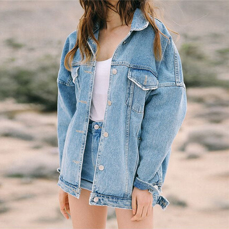 Women's Denim Jacket Autumn Women Retro Oversize Loose Button Jacket Denim Jeans Pocket Coat Jaqueta Feminina casaco feminino