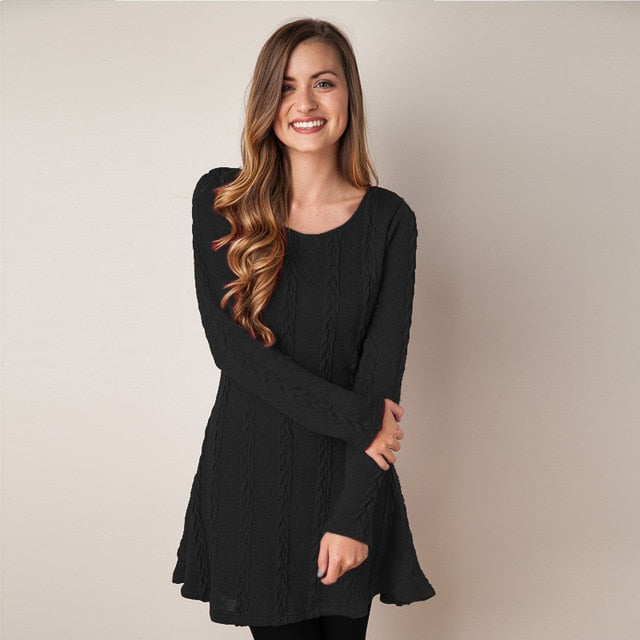 Women Woolen Dress O-neck Stitching Sweaters Dresses 2019 New Arrival Winter Clohtes Girls Bodycon Dress Plus Size S-XXL GMD03